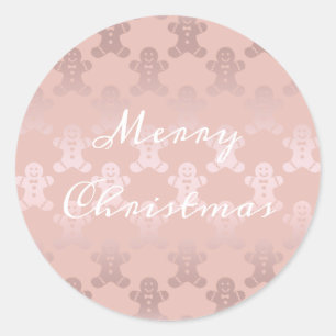 かわいいクリスマスローズの金ゴールドのジンジャーブレッドマンパター ラウンドシール