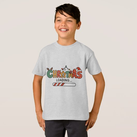 かわいいクリスマスローディングステッカー Tシャツ (正面フル)