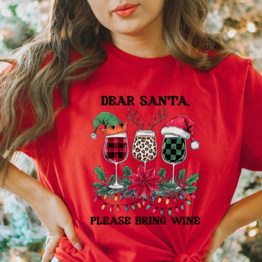 かわいいクリスマスワインTシャツ Tシャツ