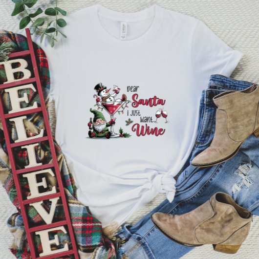 かわいいクリスマスワインTシャツ Tシャツ