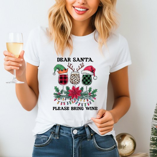 かわいいクリスマスワインTシャツ Tシャツ