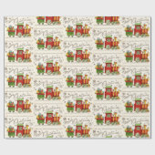 かわいいクリスマスヴィンテージレトロ列車おもちゃ子ども ラッピングペーパー (フラット)