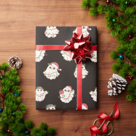 かわいいクリスマスヴィンテージ幽霊とライト ラッピングペーパー