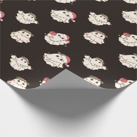 かわいいクリスマスヴィンテージ幽霊とライト ラッピングペーパー (角)