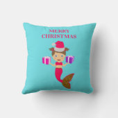 かわいいクリスマス人魚ガールサンタハット海 クッション (裏面)