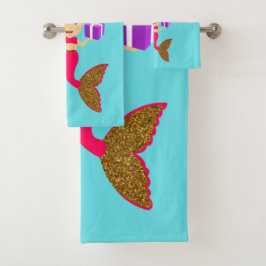 かわいいクリスマス人魚ガールサンタハット海 バスタオルセット