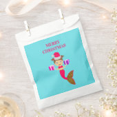 かわいいクリスマス人魚ガールサンタハット海 フェイバーバッグ (クリップ留めされた状態)