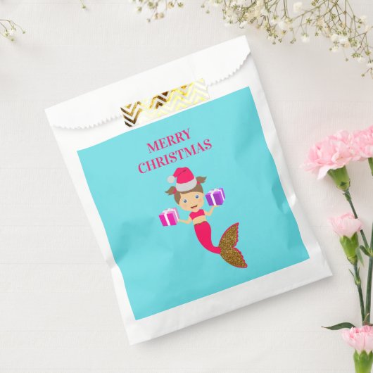 かわいいクリスマス人魚ガールサンタハット海 フェイバーバッグ (封をした状態)