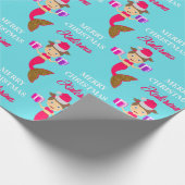 かわいいクリスマス人魚ガールサンタハット海 ラッピングペーパー (角)