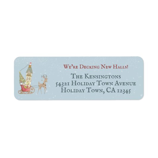 かわいいクリスマス休暇の引越し新しい住所 ラベル (正面)