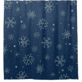 かわいいクリスマス休暇の青い雪片冬のクリスマス シャワーカーテン (正面)