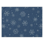 かわいいクリスマス休暇の青い雪片冬のクリスマス テーブルクロス (正面(横))