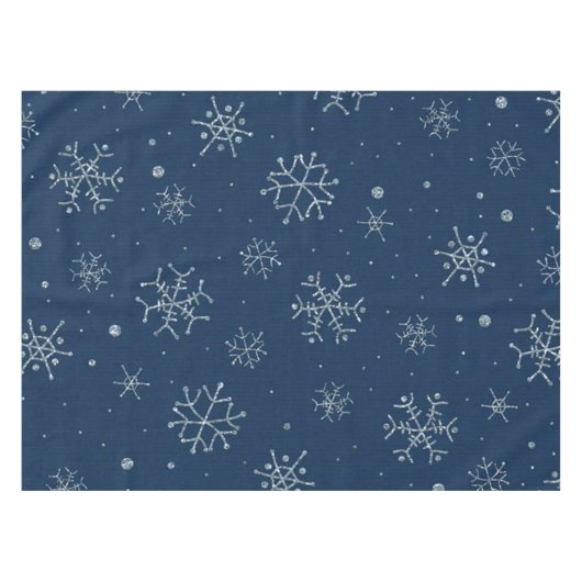 かわいいクリスマス休暇の青い雪片冬のクリスマス テーブルクロス (正面(横))