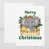 かわいいクリスマス便り　冬の動物　ゾウ シーズンカード (正面/裏面)