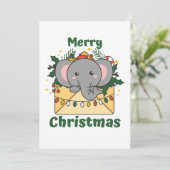 かわいいクリスマス便り　冬の動物　ゾウ シーズンカード (スタンド正面)