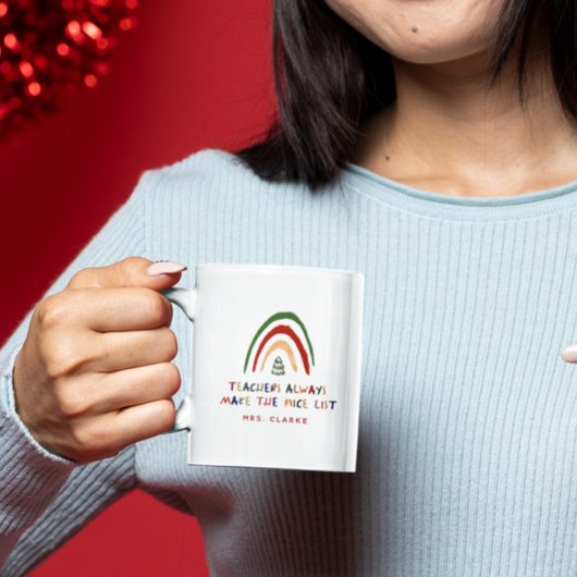 かわいいクリスマス先生ギフトモダンレインボー描ー マグカップ