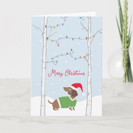 かわいいクリスマス冬のダックスフンド シーズンカード (正面)