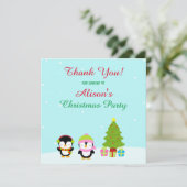かわいいクリスマス冬のペンギンとツリー サンキューカード (スタンド正面)