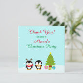 かわいいクリスマス冬のペンギンとツリー サンキューカード (スタンド正面)