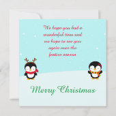 かわいいクリスマス冬のペンギンとツリー サンキューカード (裏面)