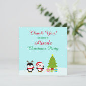 かわいいクリスマス冬のペンギンとツリー サンキューカード (スタンド正面)