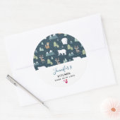 かわいいクリスマス冬の動物のキッ素朴チン ラウンドシール (封筒)