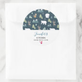 かわいいクリスマス冬の動物のキッ素朴チン ラウンドシール (バッグ)