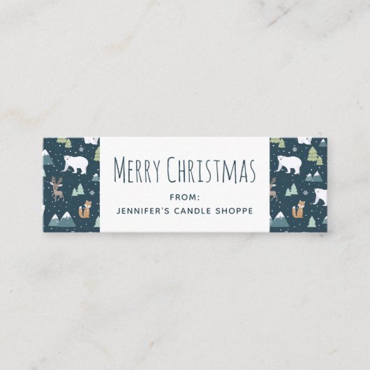 かわいいクリスマス冬の動物のパターン スキニー名刺 (正面)