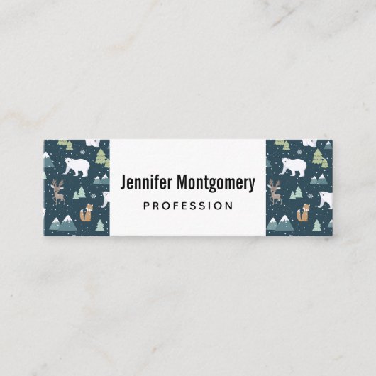 かわいいクリスマス冬の動物のパターン スキニー名刺 (正面)