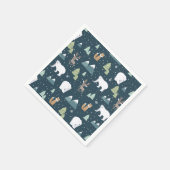 かわいいクリスマス冬の動物のパターン スタンダードカクテルナプキン (角)