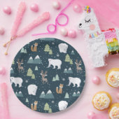 かわいいクリスマス冬の動物のパターン ペーパープレート (パーティー)