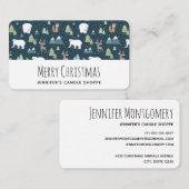 かわいいクリスマス冬の動物のパターン 名刺 (正面/裏面)