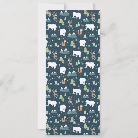 かわいいクリスマス冬の動物のパタ素朴ーンメニュー 招待状 (裏面)