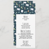 かわいいクリスマス冬の動物のパタ素朴ーンメニュー 招待状 (正面/裏面)