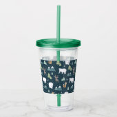 かわいいクリスマス冬の動物のパタ素朴ーン アクリルタンブラー (正面)