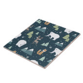 かわいいクリスマス冬の動物のパタ素朴ーン タイル (側面)