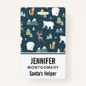 かわいいクリスマス冬の動物のパタ素朴ーン バッジ (裏面)