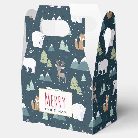 かわいいクリスマス冬の動物のパタ素朴ーン フェイバーボックス (オープン)