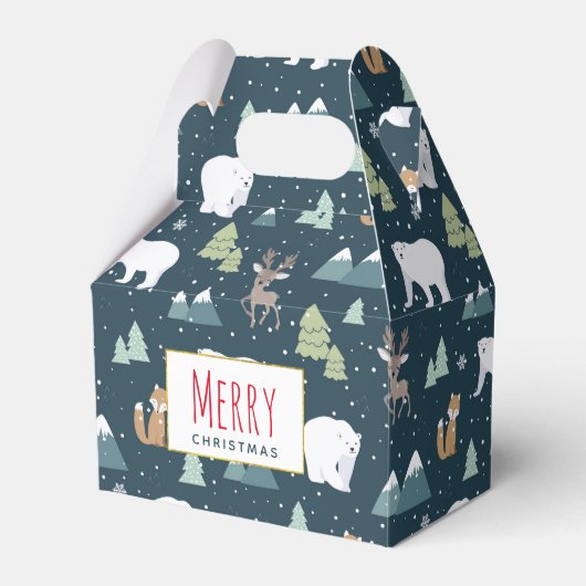かわいいクリスマス冬の動物のパタ素朴ーン フェイバーボックス (正面サイド)