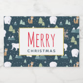 かわいいクリスマス冬の動物のパタ素朴ーン フードラベル (シングルラベル)