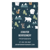 かわいいクリスマス冬の動物のパタ素朴ーン マグネット名刺 (正面縦)