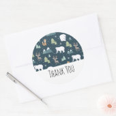 かわいいクリスマス冬の動物のパタ素朴ーン ラウンドシール (封筒)