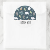 かわいいクリスマス冬の動物のパタ素朴ーン ラウンドシール (バッグ)