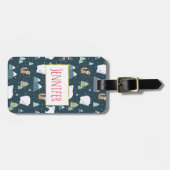 かわいいクリスマス冬の動物のパタ素朴ーン ラゲッジタグ (正面横)