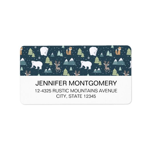 かわいいクリスマス冬の動物のパタ素朴ーン ラベル (正面)