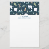 かわいいクリスマス冬の動物のパタ素朴ーン 便箋 (正面)