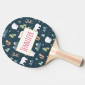 かわいいクリスマス冬の動物のパタ素朴ーン 卓球ラケット (横)