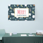 かわいいクリスマス冬の動物のパタ素朴ーン 横断幕 (トレードショー)