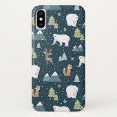 かわいいクリスマス冬の動物のパタ素朴ーン Case-Mate iPhoneケース (裏面)