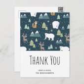 かわいいクリスマス冬の動物パターンありがとうありがとう ポストカード (正面/裏面)